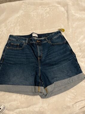 Lane Bryant Dark Indigo Cuffed Denim Shorts